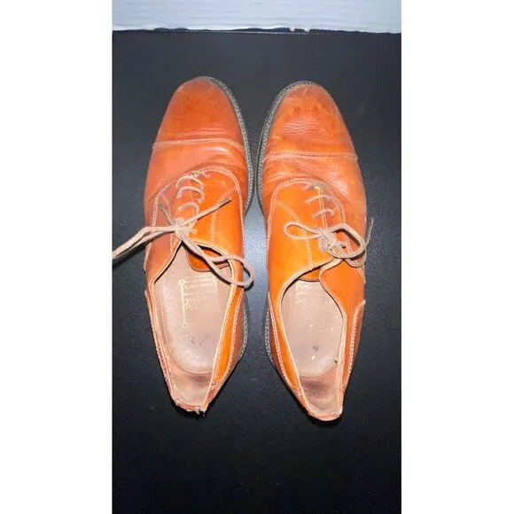 Antica Cuoieria Brown Leather Oxfords Cap Toe Lace Up Shoes Mens 10.5 Italy