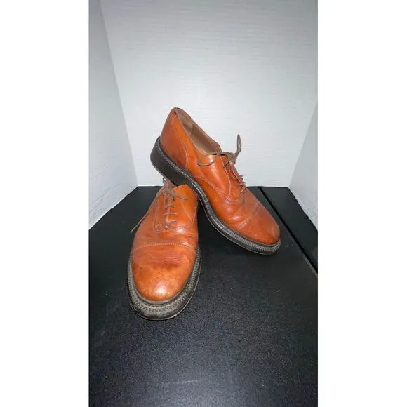 Antica Cuoieria Brown Leather Oxfords Cap Toe Lace Up Shoes Mens 10.5 Italy