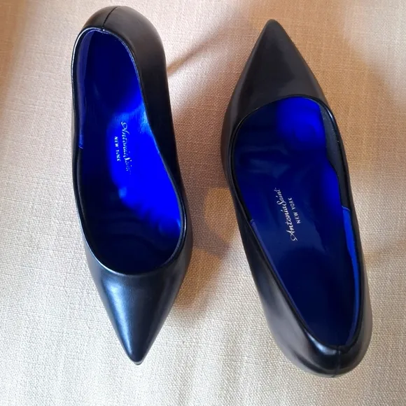 Antonia Saint New York Black Leather Victoria 3.5 &quot; High Heel shoes