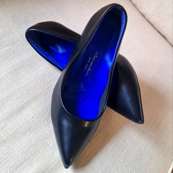 Antonia Saint New York Black Leather Victoria 3.5 &quot; High Heel shoes