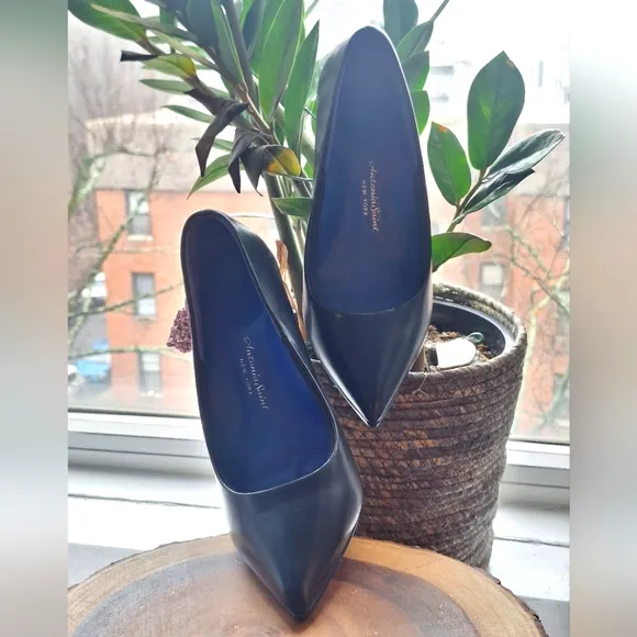 Antonia Saint New York Black Leather Victoria 3.5 &quot; High Heel shoes