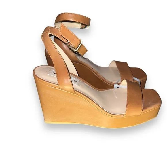 ✅Antonio Melani Leather Wrapped Strappy Wedge Platform Women Sandals Shoe