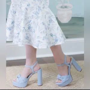 Antonio x Born on Fifth Laurie Linen Knotted Detail Ankle Strap Platform Shoes