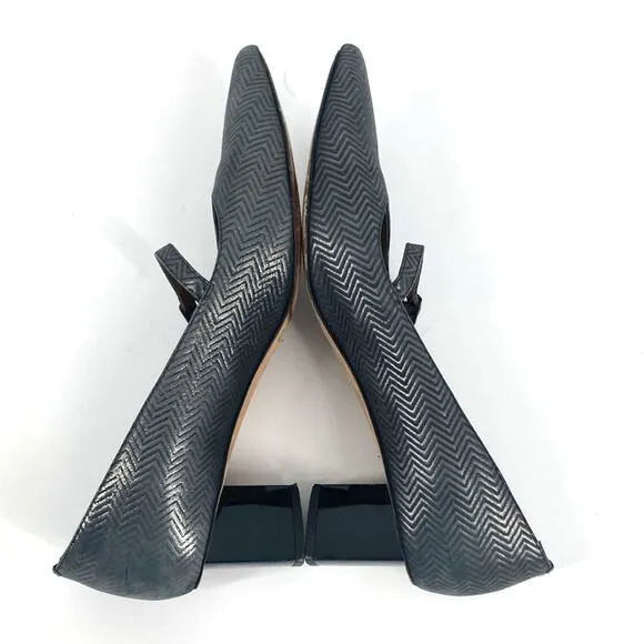 Anyi Lu Womens Gray Leather Herringbone Pointy Maryjanes Shoes Size 41
