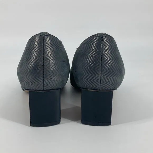 Anyi Lu Womens Gray Leather Herringbone Pointy Maryjanes Shoes Size 41