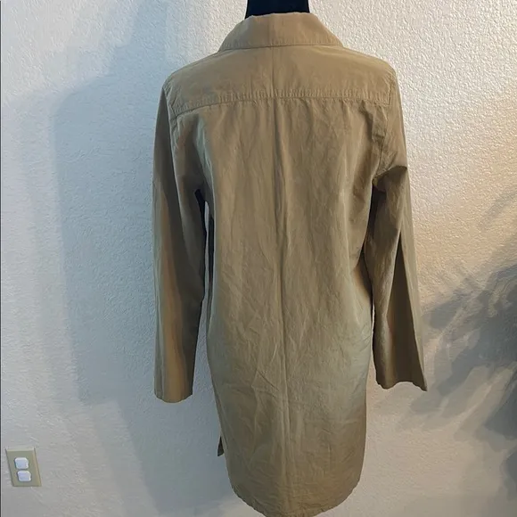 A.P.C. RTR Khaki Pocketed Modern Classic Collard Long Sleeve Minidress