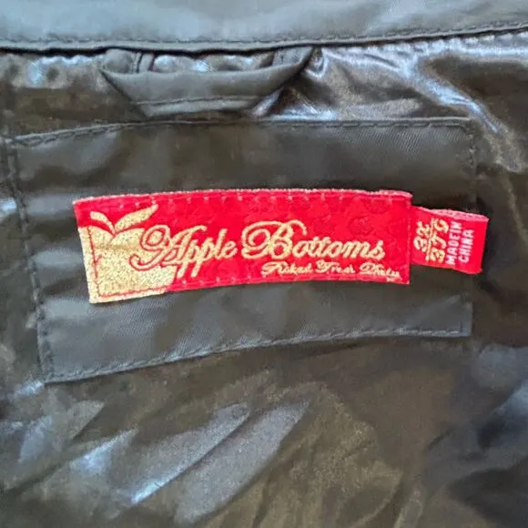 Apple Bottoms Bomber Jacket Womens 3X Black Gold Studded Y2k Goth Hip Hop Club