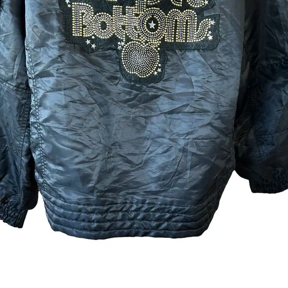 Apple Bottoms Bomber Jacket Womens 3X Black Gold Studded Y2k Goth Hip Hop Club