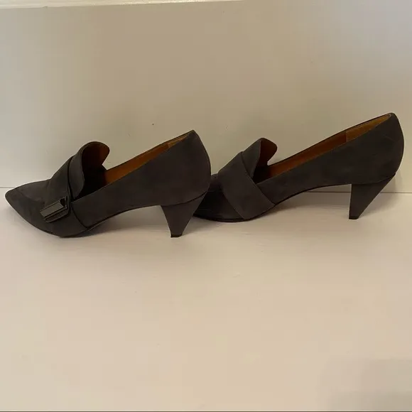 AQUATALIA SHOES HEELS PUMPS GRAY SUEDE LEATHER POINTED TOE SIZE 9 ITALY LUXURY