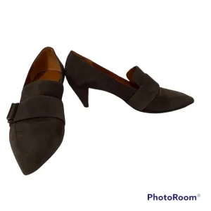 AQUATALIA SHOES HEELS PUMPS GRAY SUEDE LEATHER POINTED TOE SIZE 9 ITALY LUXURY