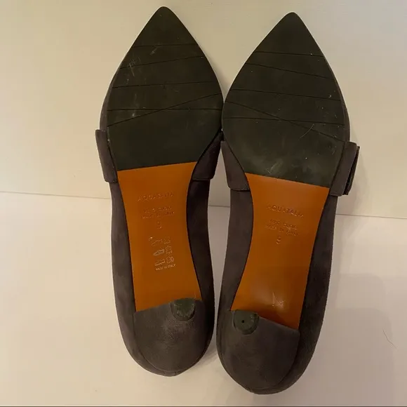 AQUATALIA SHOES HEELS PUMPS GRAY SUEDE LEATHER POINTED TOE SIZE 9 ITALY LUXURY