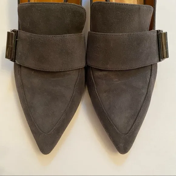AQUATALIA SHOES HEELS PUMPS GRAY SUEDE LEATHER POINTED TOE SIZE 9 ITALY LUXURY