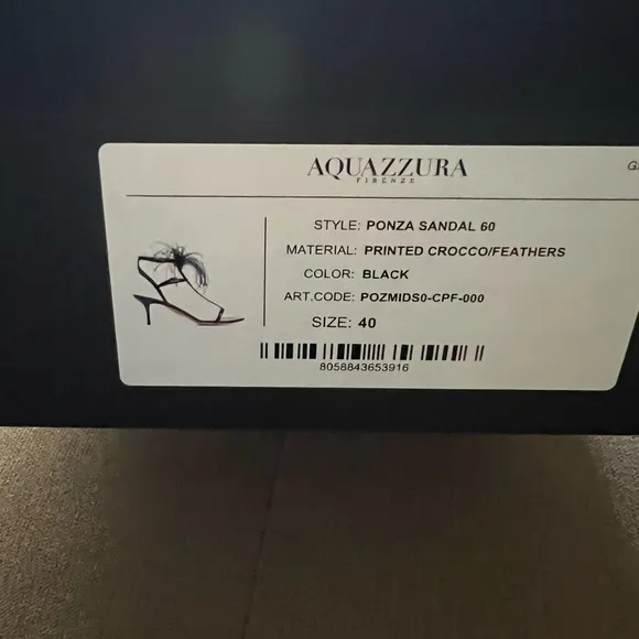 Aquazzura Ponza Black Feather-Embellished Sandals Size 40. Brand New in Box