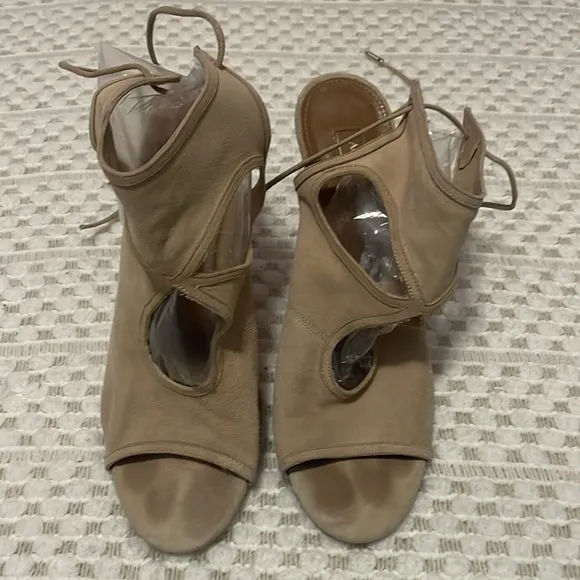 Aquazzura Sexy Thing Wrapped Tan Heels   Dustbag