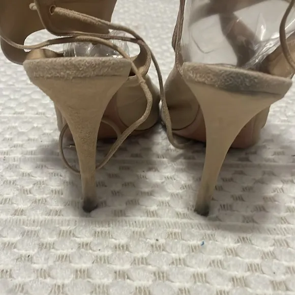 Aquazzura Sexy Thing Wrapped Tan Heels   Dustbag