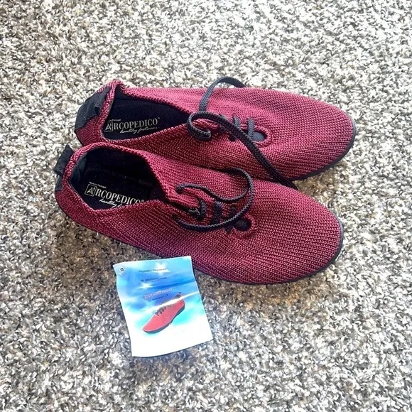Arcopedico® Vegan LS lace-up oxford sneaker tennis shoes Red EU 42