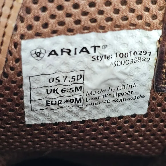 Ariat Sport Wide Square Toe Cowboy Boots Leather Fiddle Brown Men's 7.5 D READ