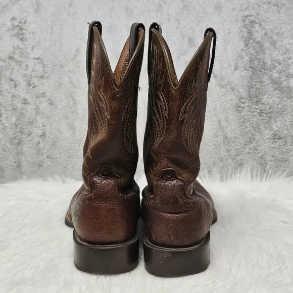 Ariat Sport Wide Square Toe Cowboy Boots Leather Fiddle Brown Men's 7.5 D READ