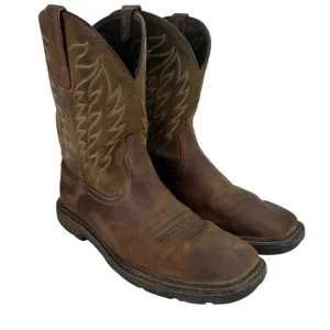 Ariat Work Boots Mens Size 11D Square Toe Leather Western ASTM F2892-11 Brown