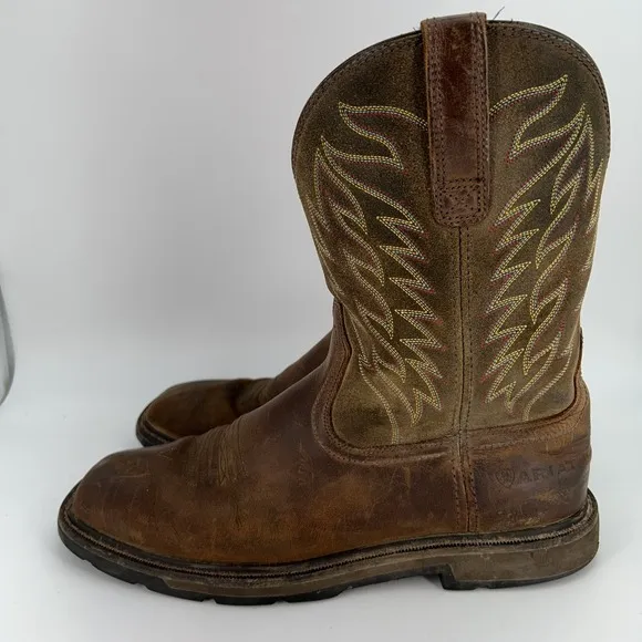 Ariat Work Boots Mens Size 11D Square Toe Leather Western ASTM F2892-11 Brown