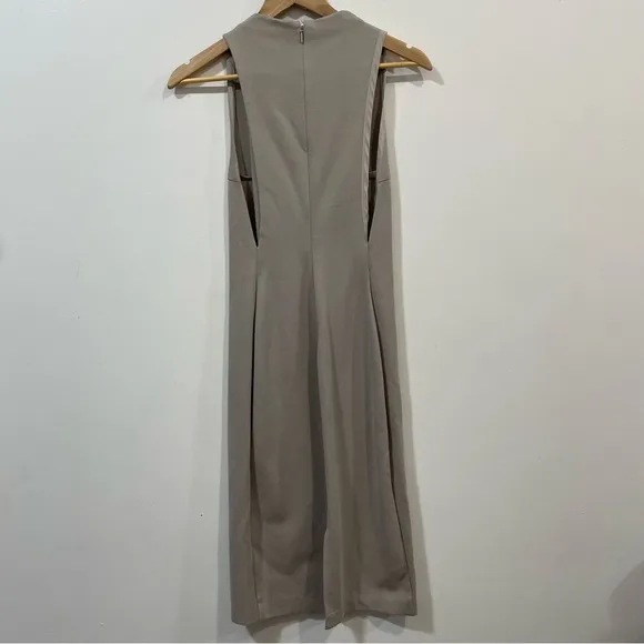 Aritizia Babaton Matheson Modern BodyCon Fitted Elegant Taupe Midi Dress Size 6