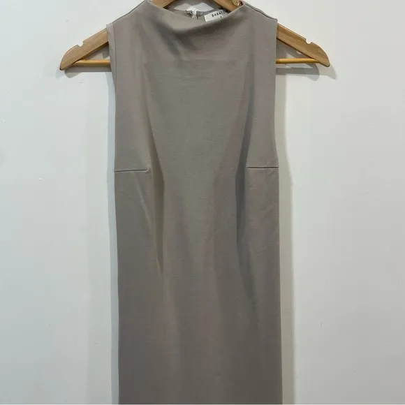 Aritizia Babaton Matheson Modern BodyCon Fitted Elegant Taupe Midi Dress Size 6