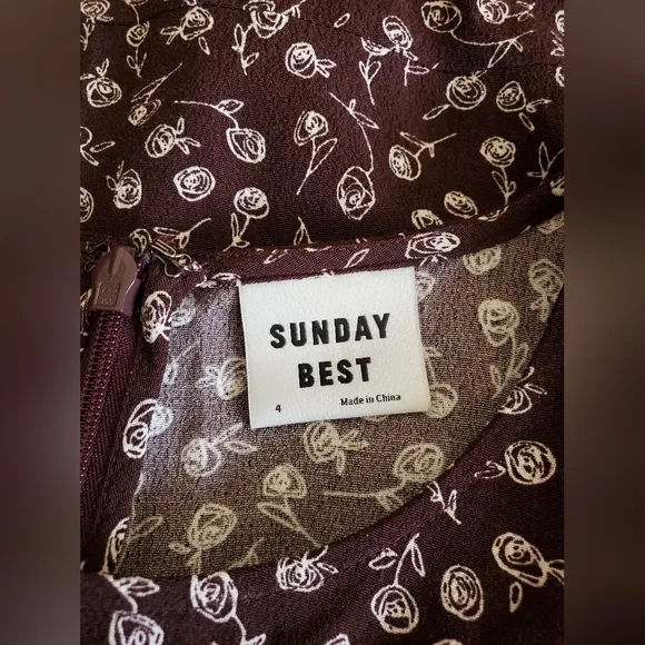 Aritzia Sunday Best Phoebe Floral Print Dress Boho Chic Women's Size 4 Classic