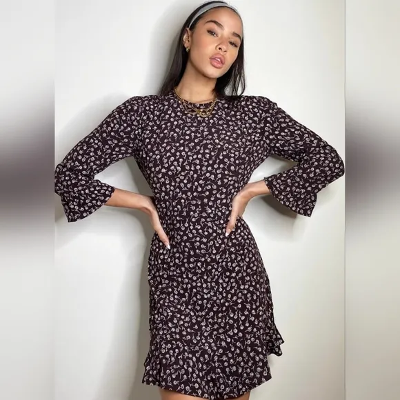 Aritzia Sunday Best Phoebe Floral Print Dress Boho Chic Women's Size 4 Classic