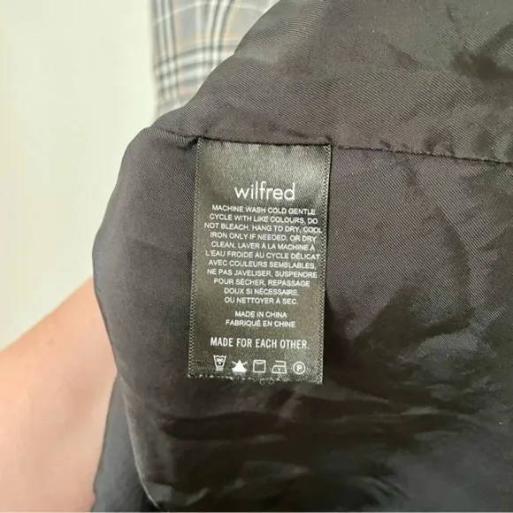 Aritzia Wilfred New Classic Mini Dress Plaid