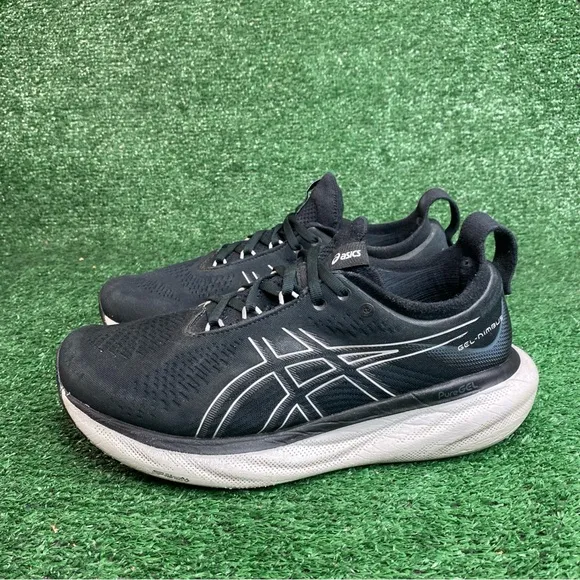 Asics Gel-Nimbus 25 Womens Running Shoes Black Athletic Sneakers Size 9.5 D Wide