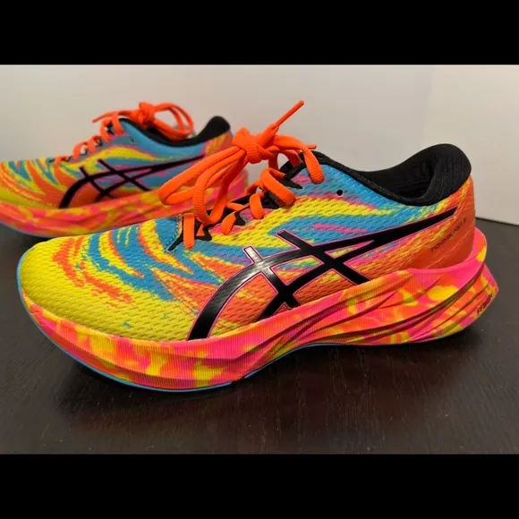 Asics Novablast 3 Running Shoes Sneakers Aquarium Vibrant/Yellow Pink Mens 9.5