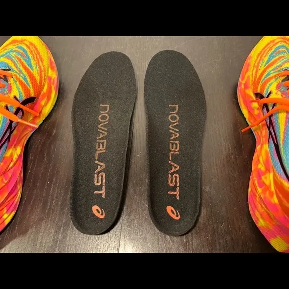 Asics Novablast 3 Running Shoes Sneakers Aquarium Vibrant/Yellow Pink Mens 9.5