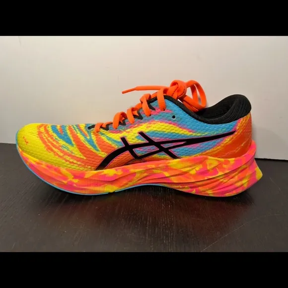 Asics Novablast 3 Running Shoes Sneakers Aquarium Vibrant/Yellow Pink Mens 9.5