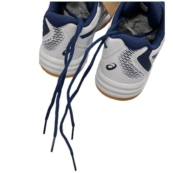 Asics Sneakers Men’s 8 White Upcourt 5 Blue Gum Volleyball Shoes Sporty Athletic