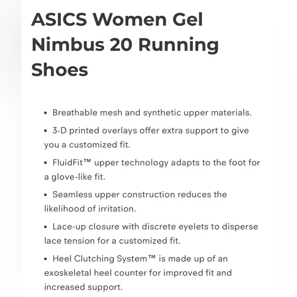 ASICS Women Gel Nimbus 20 Running Shoes NWT SZ 9   Black White Carbon new in box