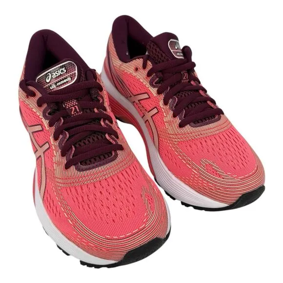 Asics Womens Gel Nimbus 21 1012A156 Pink Running Shoes Sneakers Size 6