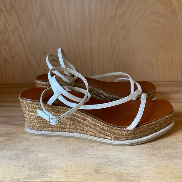 Authentic Jimmy Choo Dania White Wedge Sandals Size 6.5