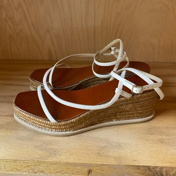 Authentic Jimmy Choo Dania White Wedge Sandals Size 6.5