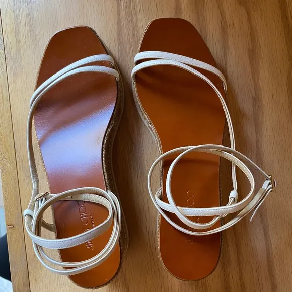 Authentic Jimmy Choo Dania White Wedge Sandals Size 6.5