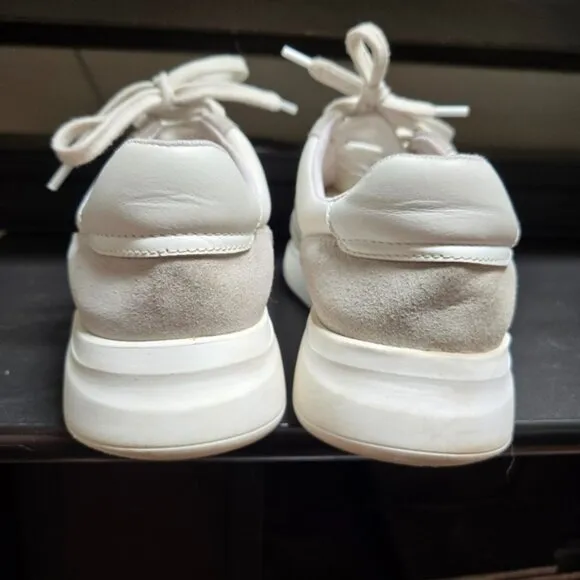 Axel Arigato Women's White Gray Genesis Vintage Leather and Suede Runner Shoes