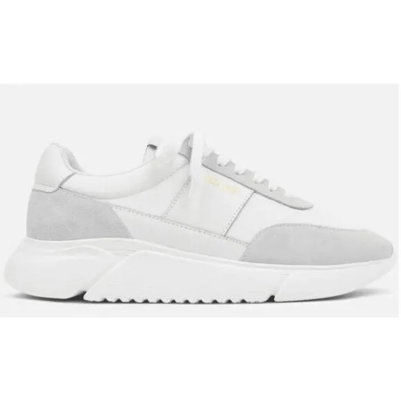 Axel Arigato Women's White Gray Genesis Vintage Leather and Suede Runner Shoes