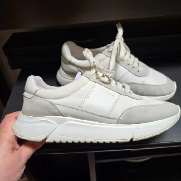 Axel Arigato Women's White Gray Genesis Vintage Leather and Suede Runner Shoes