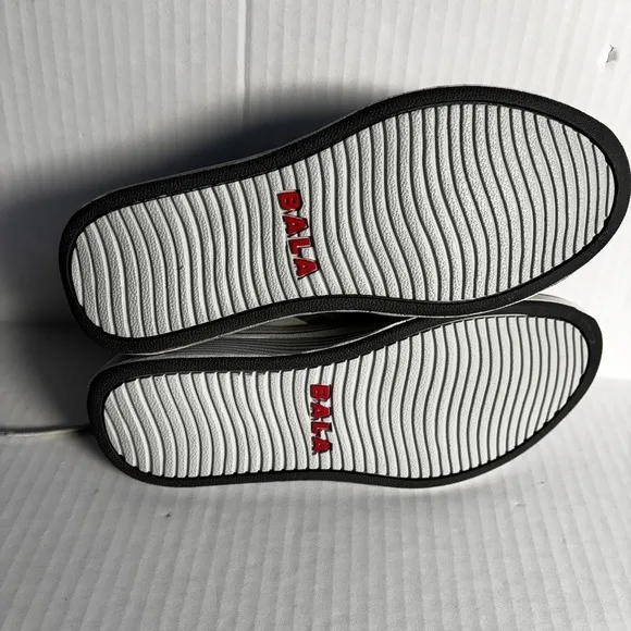 BALA Twelves Silver athletic Sneakers Red Accents Lightweight Shoes‎ M6/W7 NWT