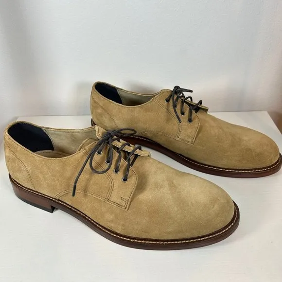 Banana Republic Reace Suede Oxford M Dress Shoes 11 1/2 in Vintage Tan S…
