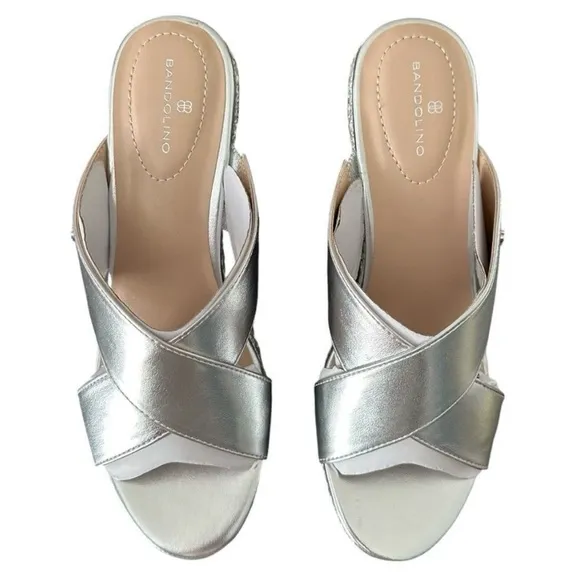 Bandolino Kammie 3 Silver Wedge Sandals Women’s Size 11