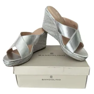 Bandolino Kammie 3 Silver Wedge Sandals Women’s Size 11
