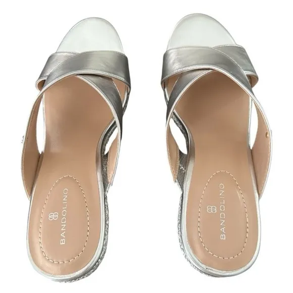 Bandolino Kammie 3 Silver Wedge Sandals Women’s Size 11