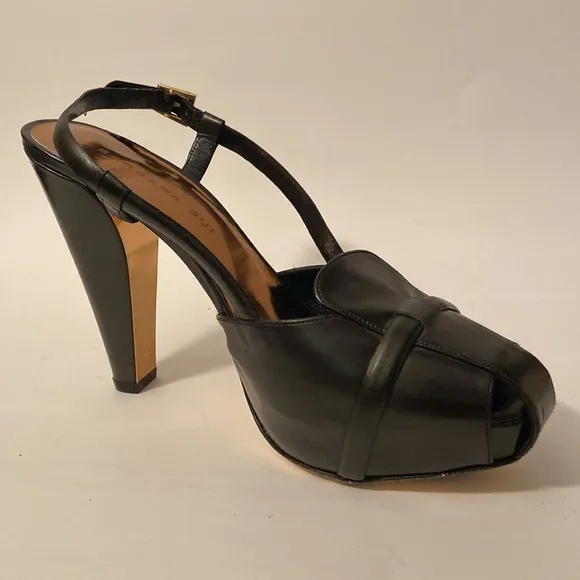 Barbara Bui Brown Leather Platform High Heel Stiletto Sandals 7.5 Shoes Spain