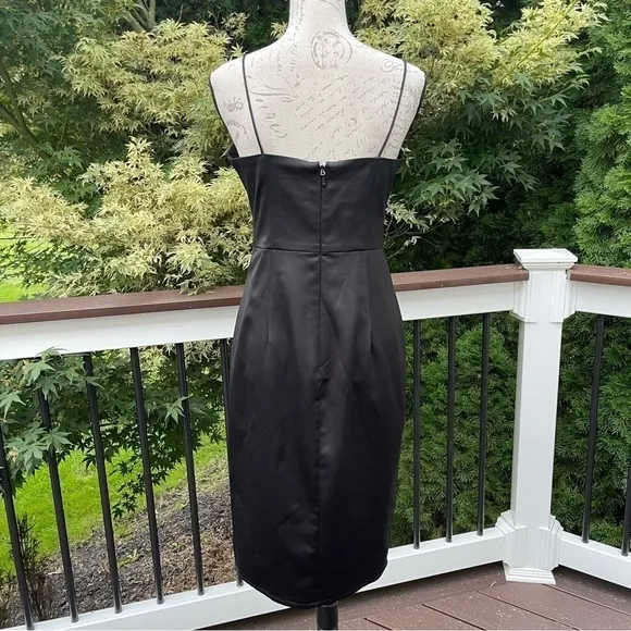 BARIANO Australia Classic Black Satin Strapless Pencil Dress Sz L