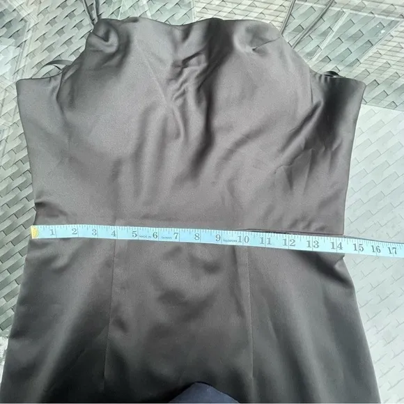 BARIANO Australia Classic Black Satin Strapless Pencil Dress Sz L